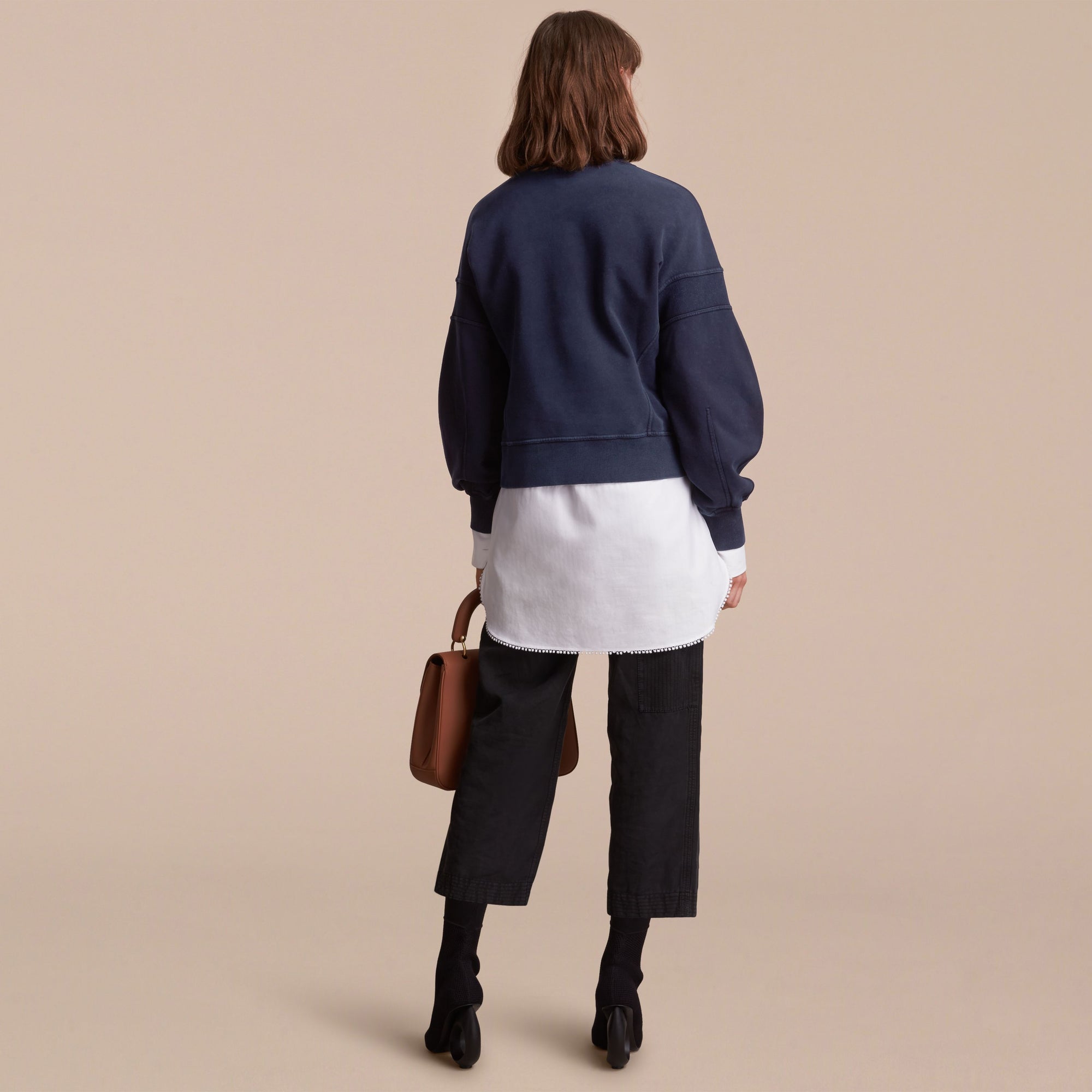 INDIGO Sweat-shirt en jersey de coton avec manches bouffantes