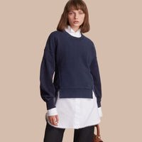 INDIGO Sweat-shirt en jersey de coton avec manches bouffantes
