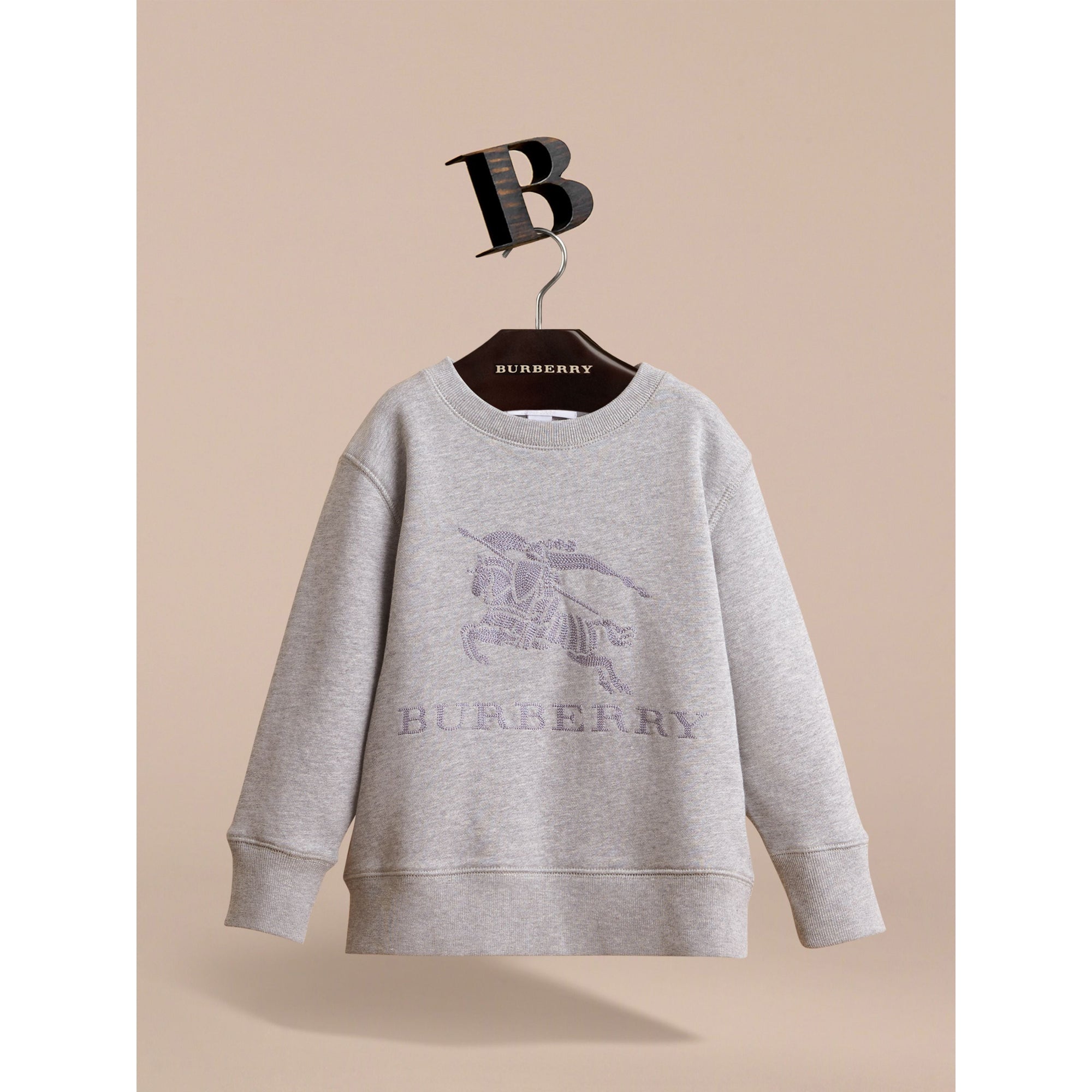 GREY MELANGE Sweat-shirt en jersey de coton brodé