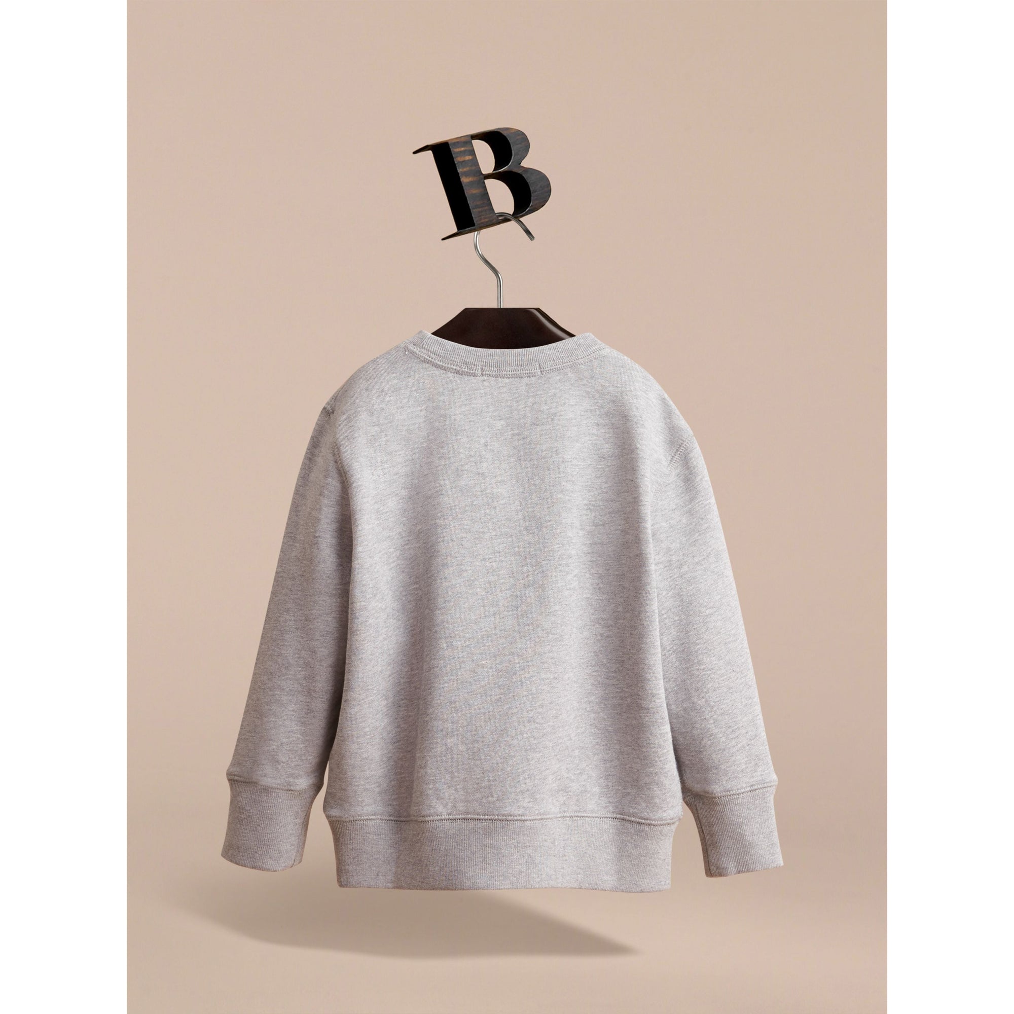 GREY MELANGE Sweat-shirt en jersey de coton brodé