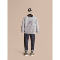 GREY MELANGE Sweat-shirt en jersey de coton brodé