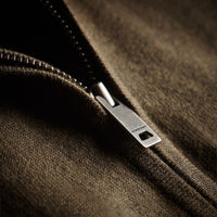 OLIVE MELANGE Cardigan en coton à détails check avec fermeture zippée à l'avant