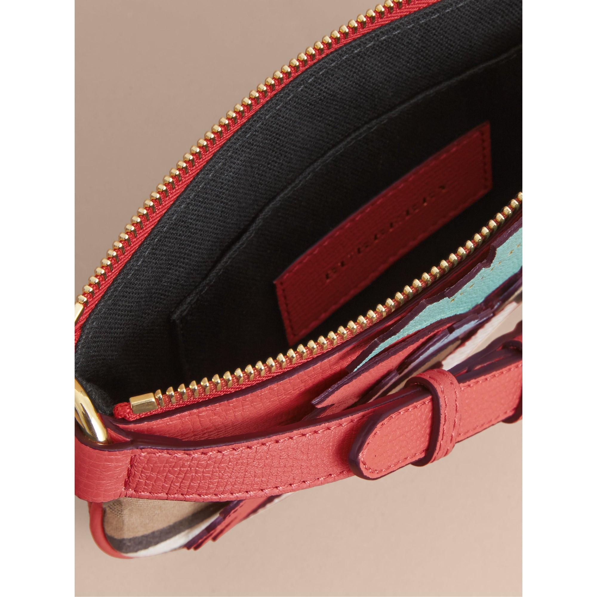 CINNAMON RED Sac à bandoulière en coton House check et cuir