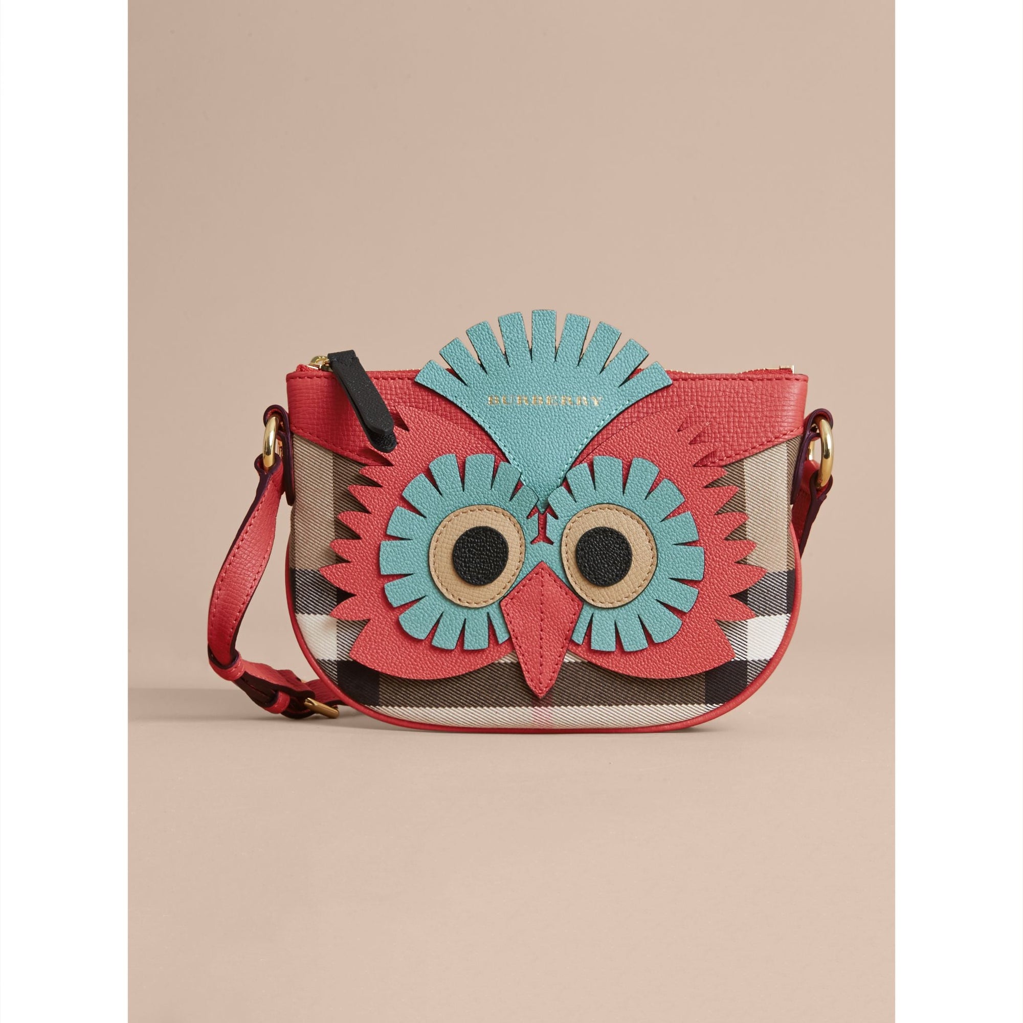 CINNAMON RED Sac à bandoulière en coton House check et cuir
