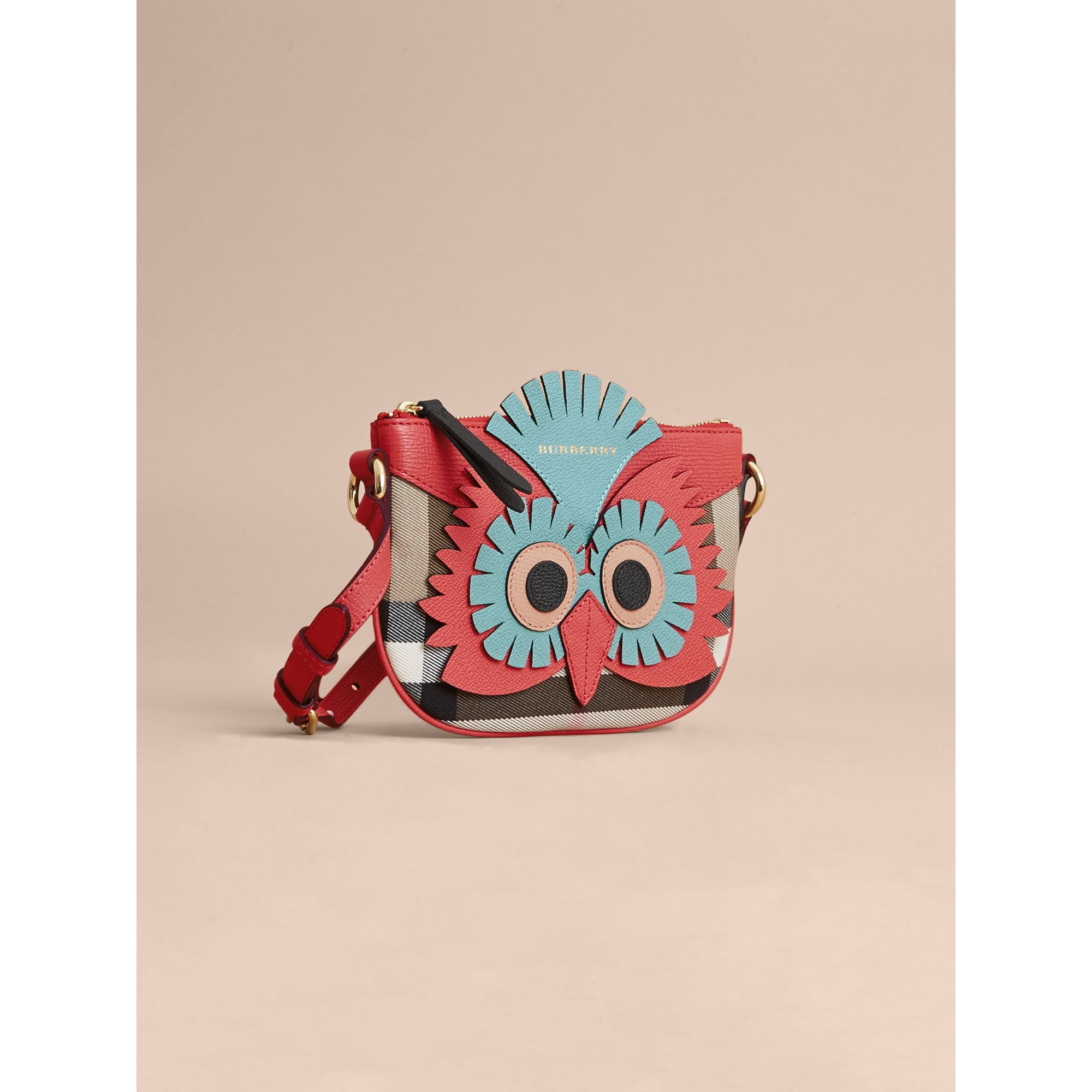 CINNAMON RED Sac à bandoulière en coton House check et cuir
