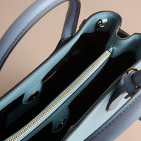 PALE OPAL/SLATE BLUE Sac The Banner medium en cuir tricolore et coton House check