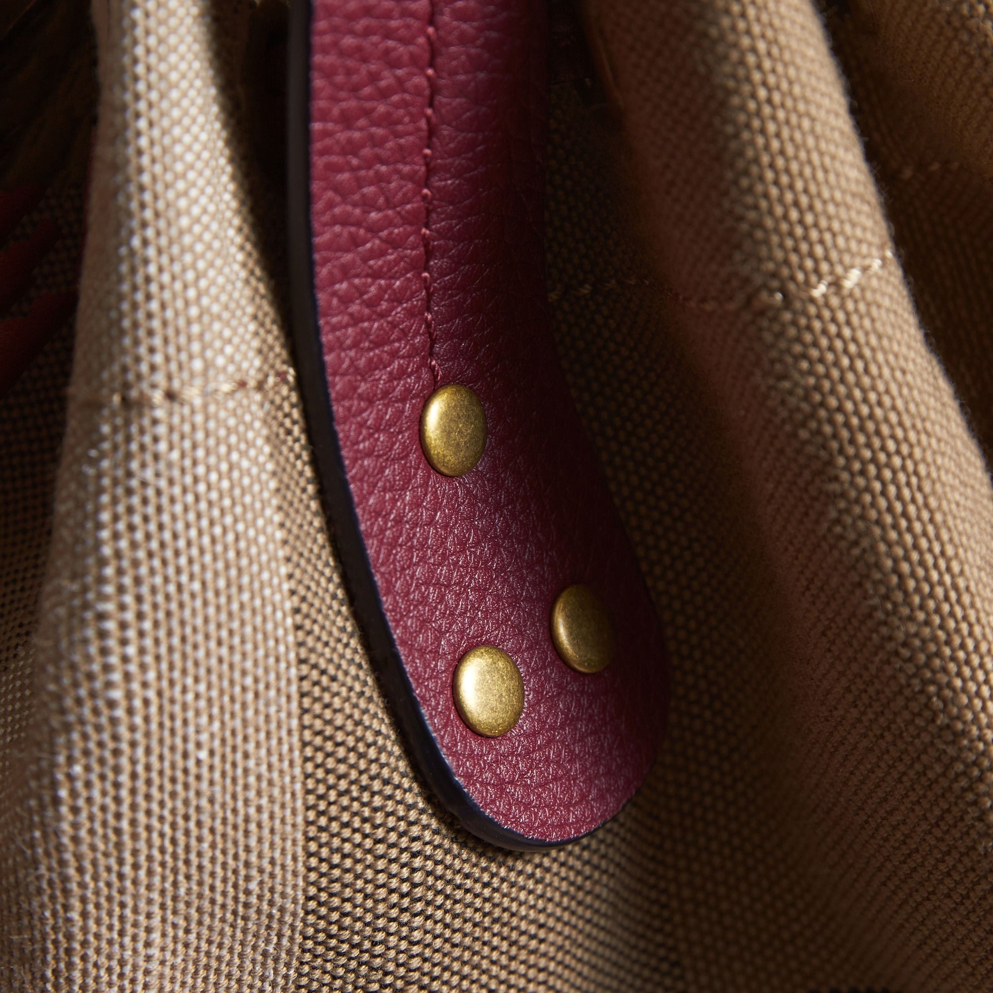 BURGUNDY RED Petit sac Burberry Bucket en toile Canvas check et cuir