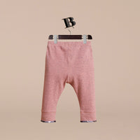 PALE PINK MELANGE Legging en jersey de coton extensible avec cheville à motif check