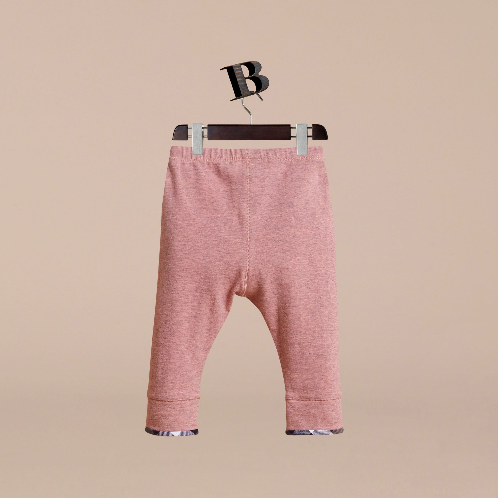 PALE PINK MELANGE Legging en jersey de coton extensible avec cheville à motif check