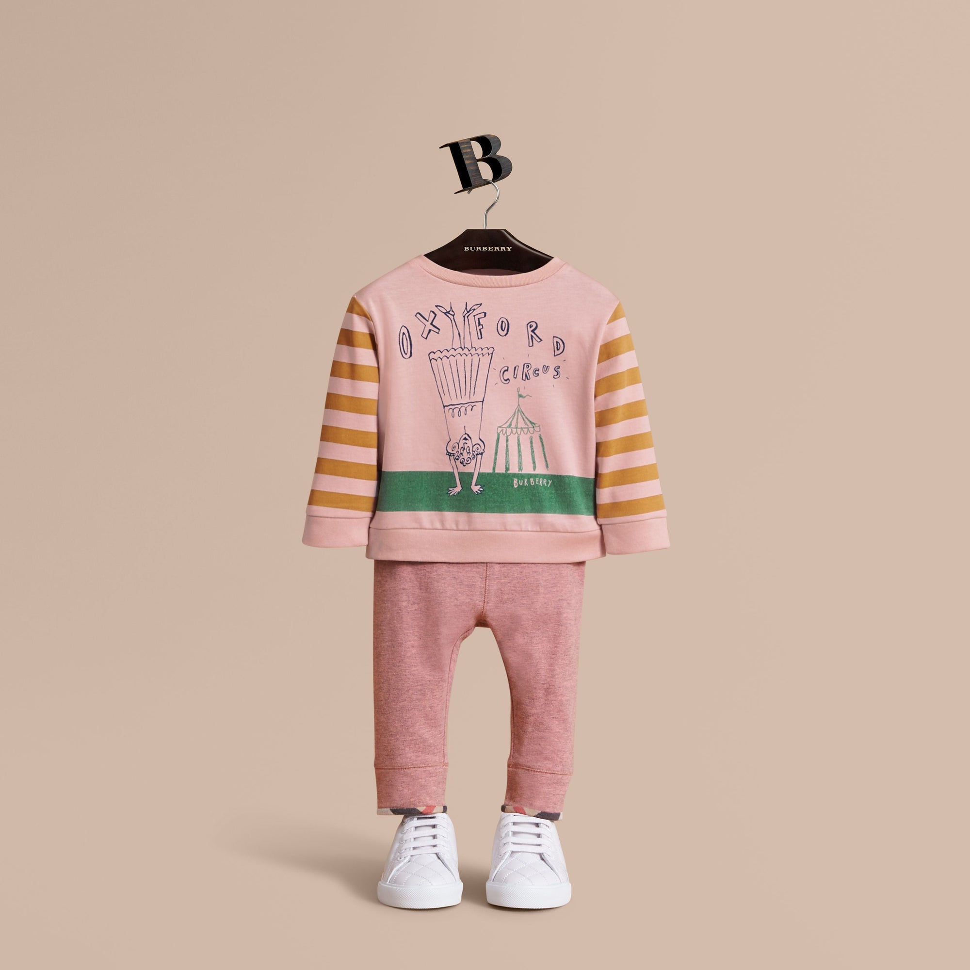 PALE PINK MELANGE Legging en jersey de coton extensible avec cheville à motif check