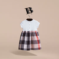 VINTAGE PINK Robe t-shirt en jersey de coton à motif check