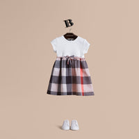 VINTAGE PINK Robe t-shirt en jersey de coton à motif check