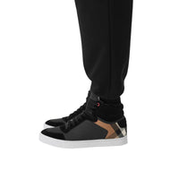 BLACK Sneakers montantes en cuir et tissu House check