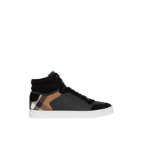 BLACK Sneakers montantes en cuir et tissu House check