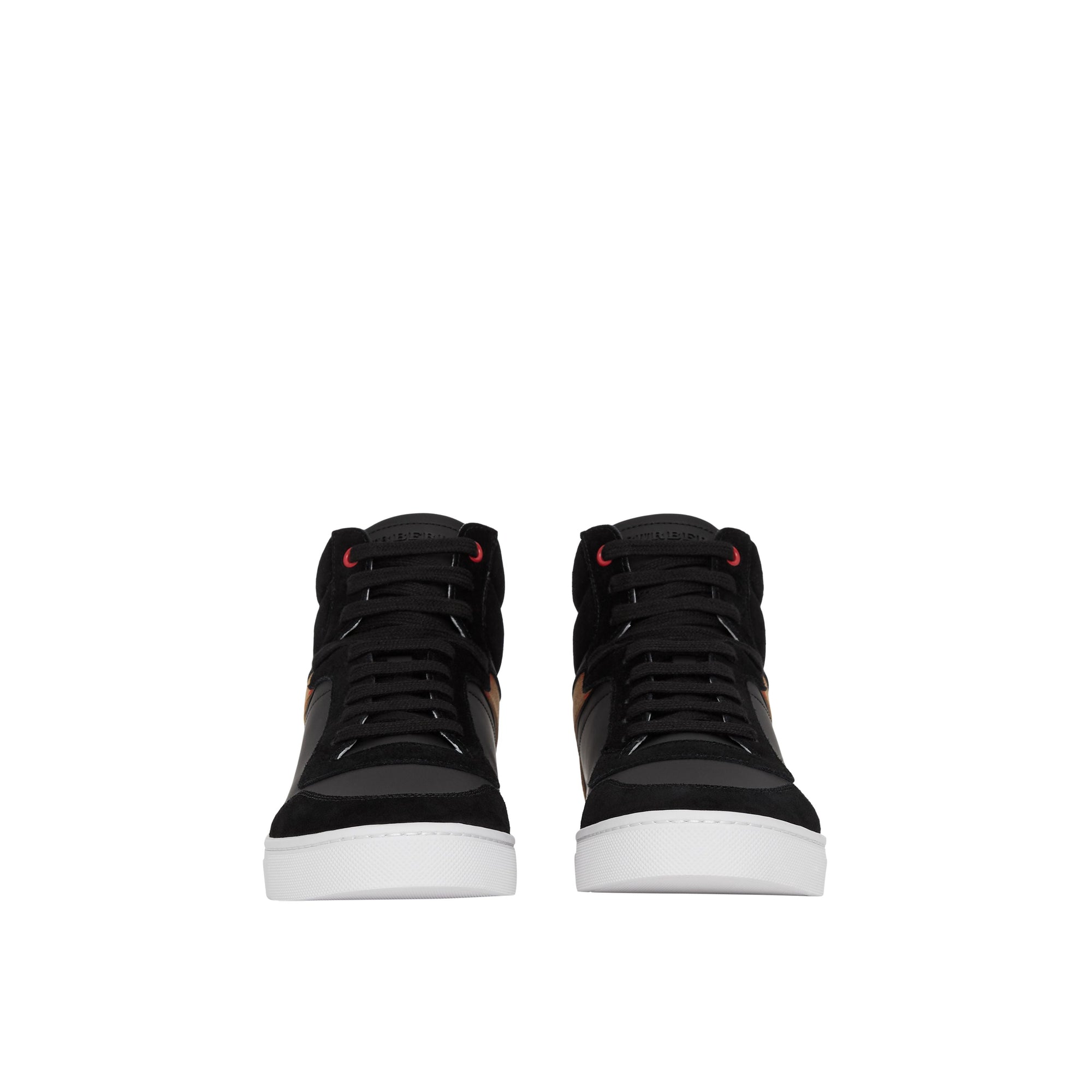 Sneakers montantes en cuir et tissu house check - Noir
