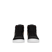 BLACK Sneakers montantes en cuir et tissu House check
