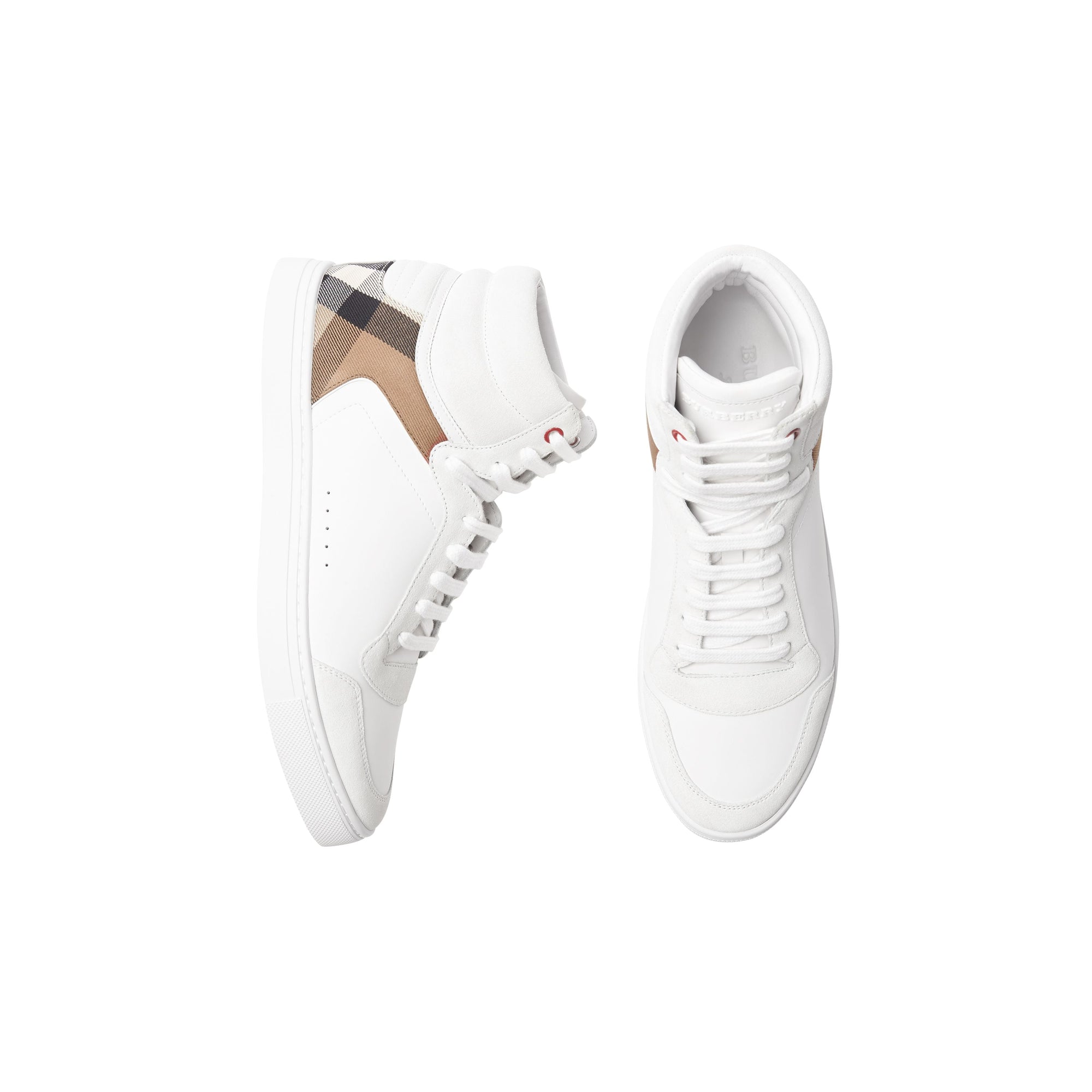 OPTIC WHITE Sneakers montantes en cuir et tissu House check