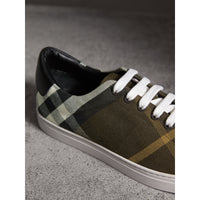 DARK MLTRY GREEN/BLK Sneakers en cuir et coton House check surteint