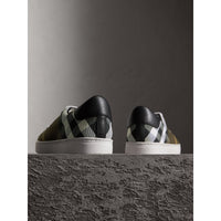 DARK MLTRY GREEN/BLK Sneakers en cuir et coton House check surteint