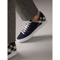 INDIGO BLUE/BLK Sneakers en cuir et coton House check surteint