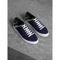 INDIGO BLUE/BLK Sneakers en cuir et coton House check surteint