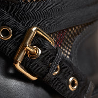 BLACK Bottes en cuir, filet et tissu House check