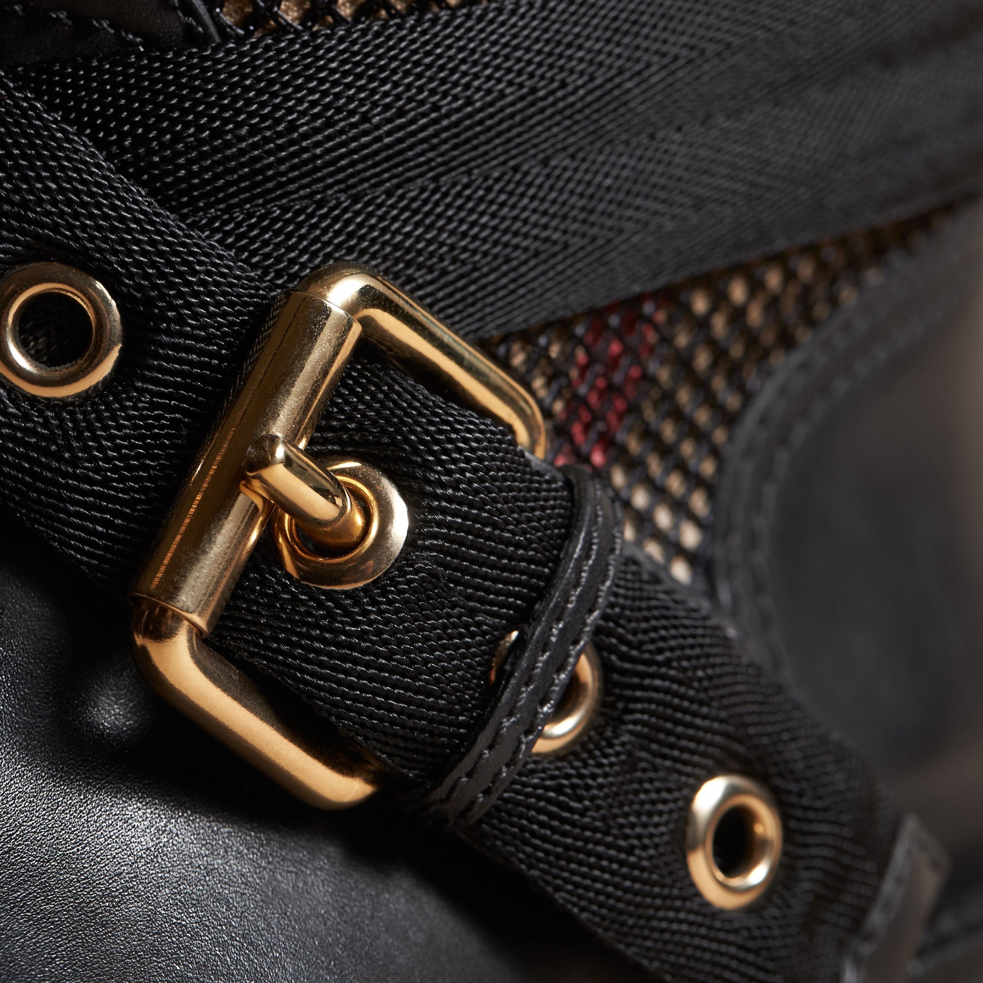 BLACK Bottes en cuir, filet et tissu House check