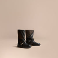 BLACK Bottes en cuir, filet et tissu House check