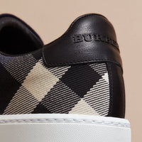 INDIGO BLUE Sneakers en cuir et coton House check surteint