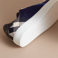 INDIGO BLUE Sneakers en cuir et coton House check surteint