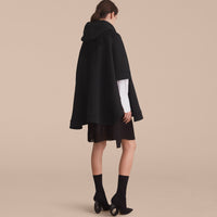 BLACK Poncho à capuche en jersey avec appliqués en dentelle