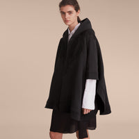 BLACK Poncho à capuche en jersey avec appliqués en dentelle