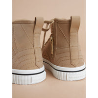 HONEY Sneakers montantes en gabardine de coton avec surpiqûres