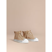 HONEY Sneakers montantes en gabardine de coton avec surpiqûres