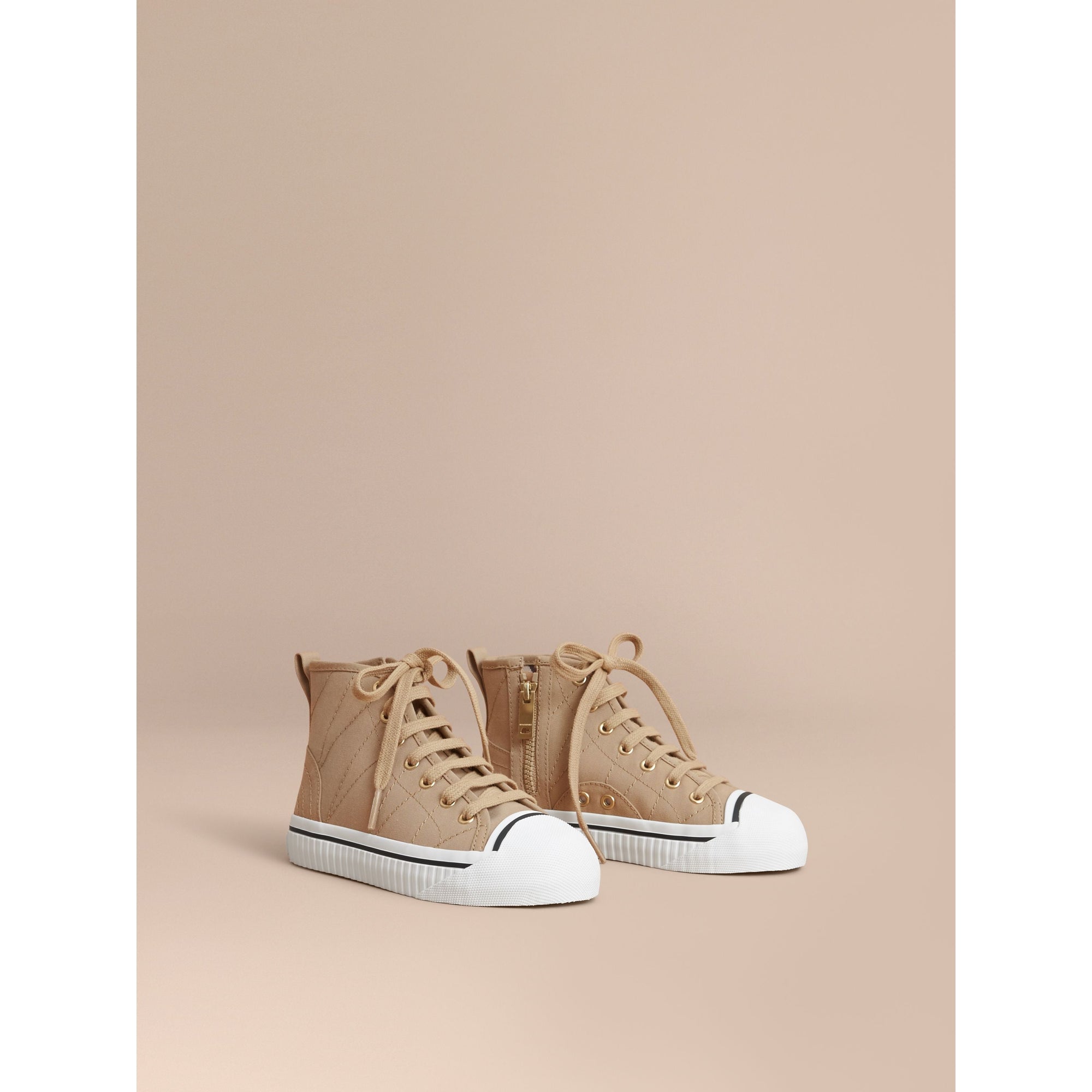 HONEY Sneakers montantes en gabardine de coton avec surpiqûres