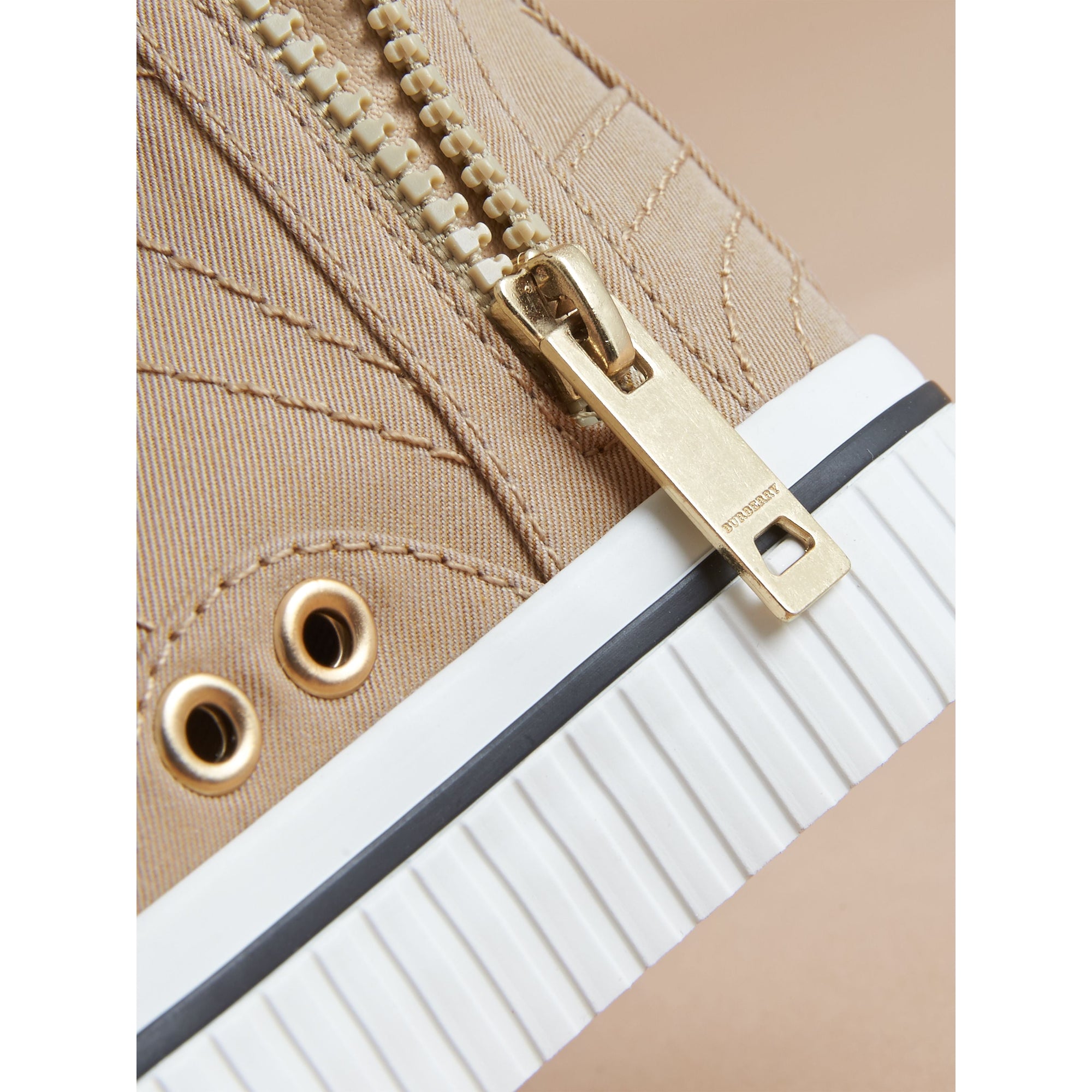 HONEY Sneakers montantes en gabardine de coton avec surpiqûres