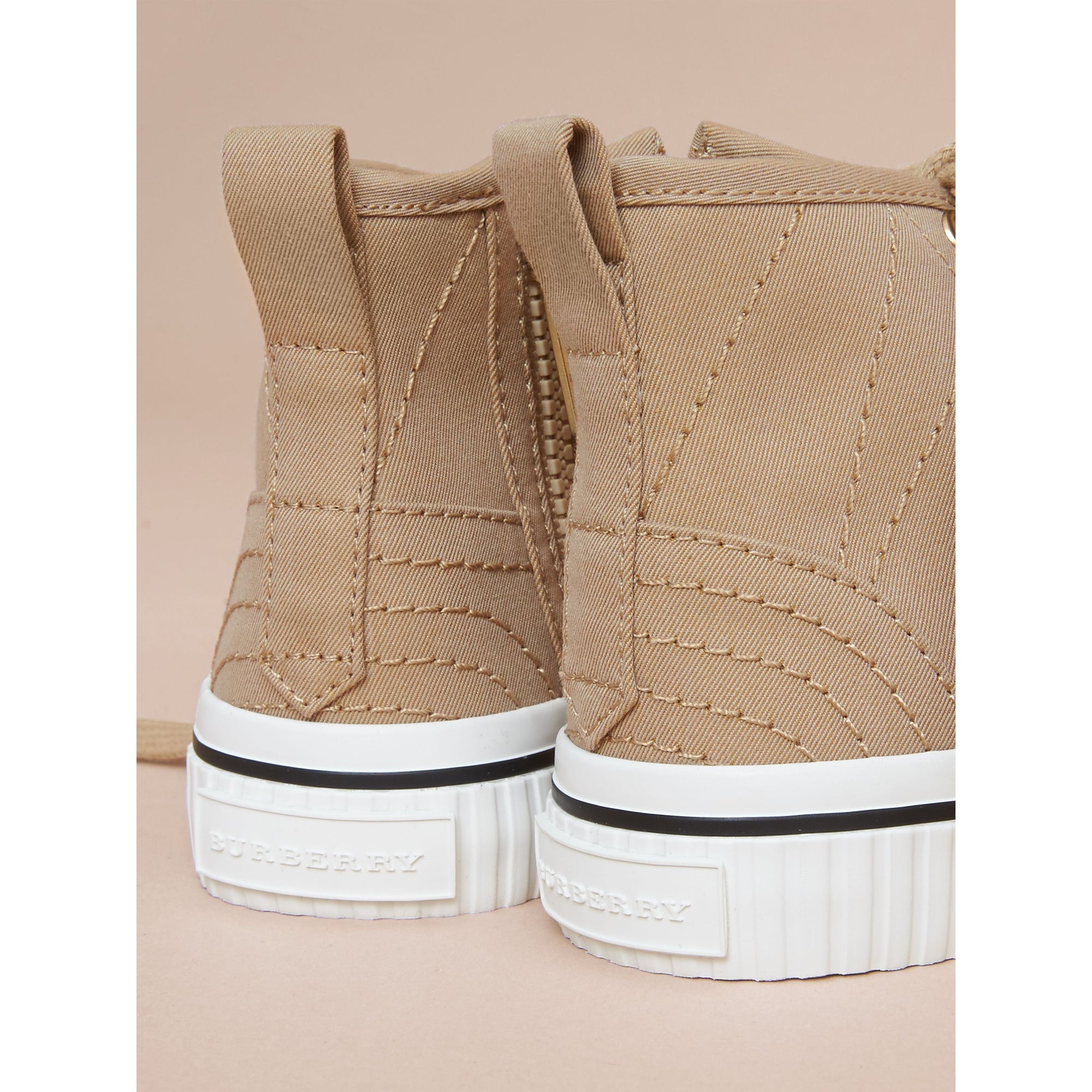 HONEY Sneakers montantes en gabardine de coton avec surpiqûres