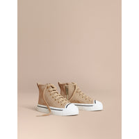 HONEY Sneakers montantes en gabardine de coton avec surpiqûres