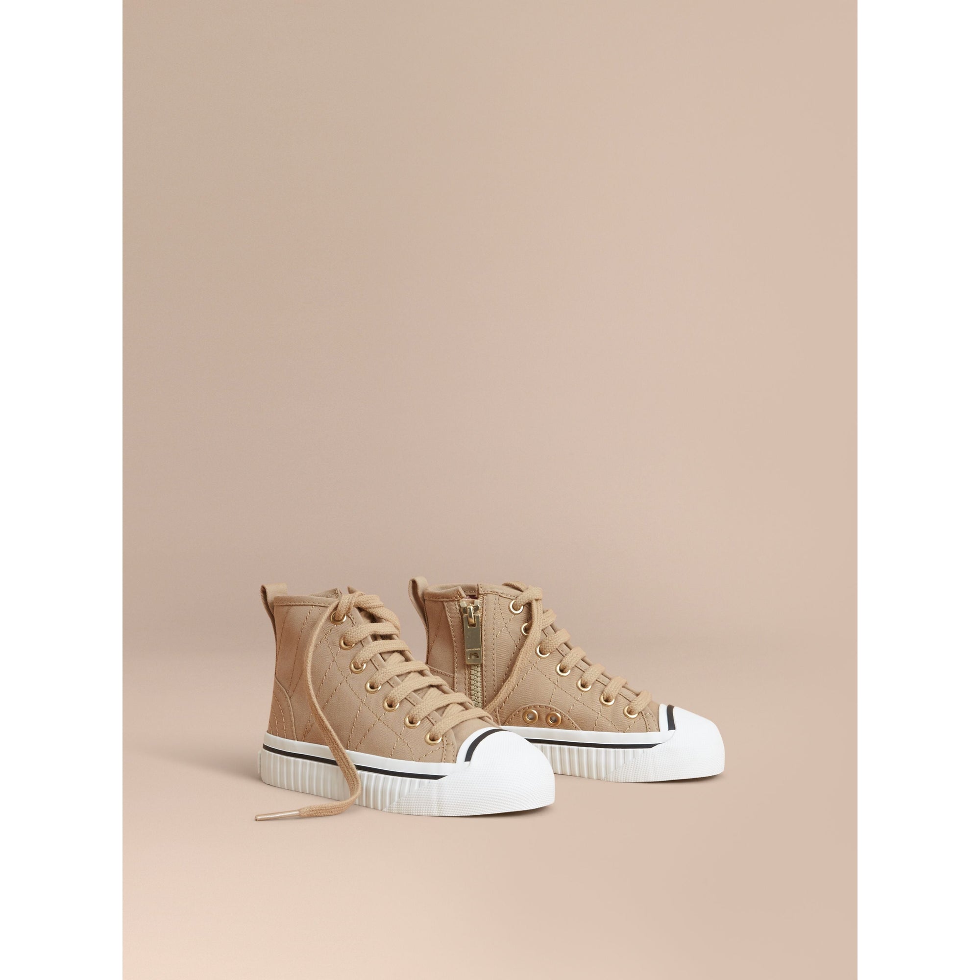 HONEY Sneakers montantes en gabardine de coton avec surpiqûres