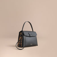 BLACK Sac tote medium en cuir grainé et coton House check