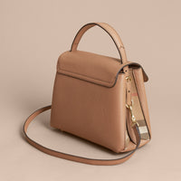 DARK SAND Petit sac tote en cuir grainé et coton House check