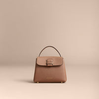 DARK SAND Petit sac tote en cuir grainé et coton House check