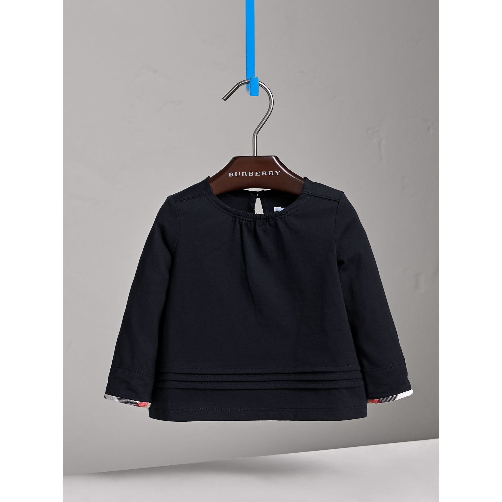 NAVY Haut en coton avec plis et motif check