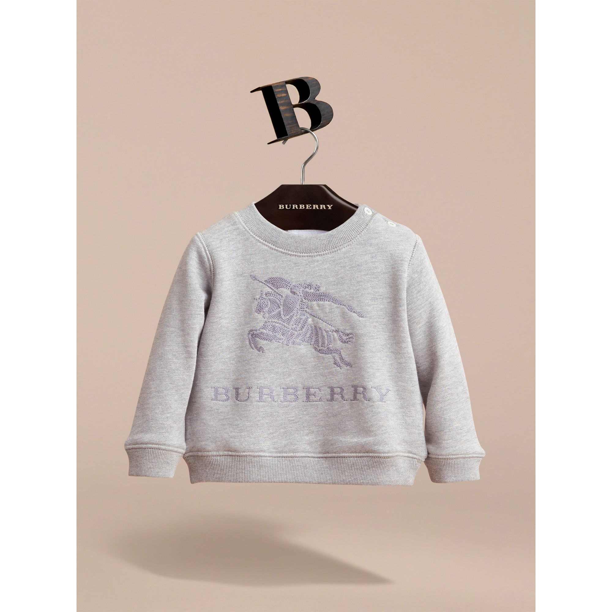 GREY MELANGE Sweat-shirt en jersey de coton brodé