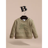 KHAKI GREEN MELANGE Sweat-shirt en jersey de coton brodé