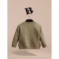 KHAKI GREEN MELANGE Sweat-shirt en jersey de coton brodé