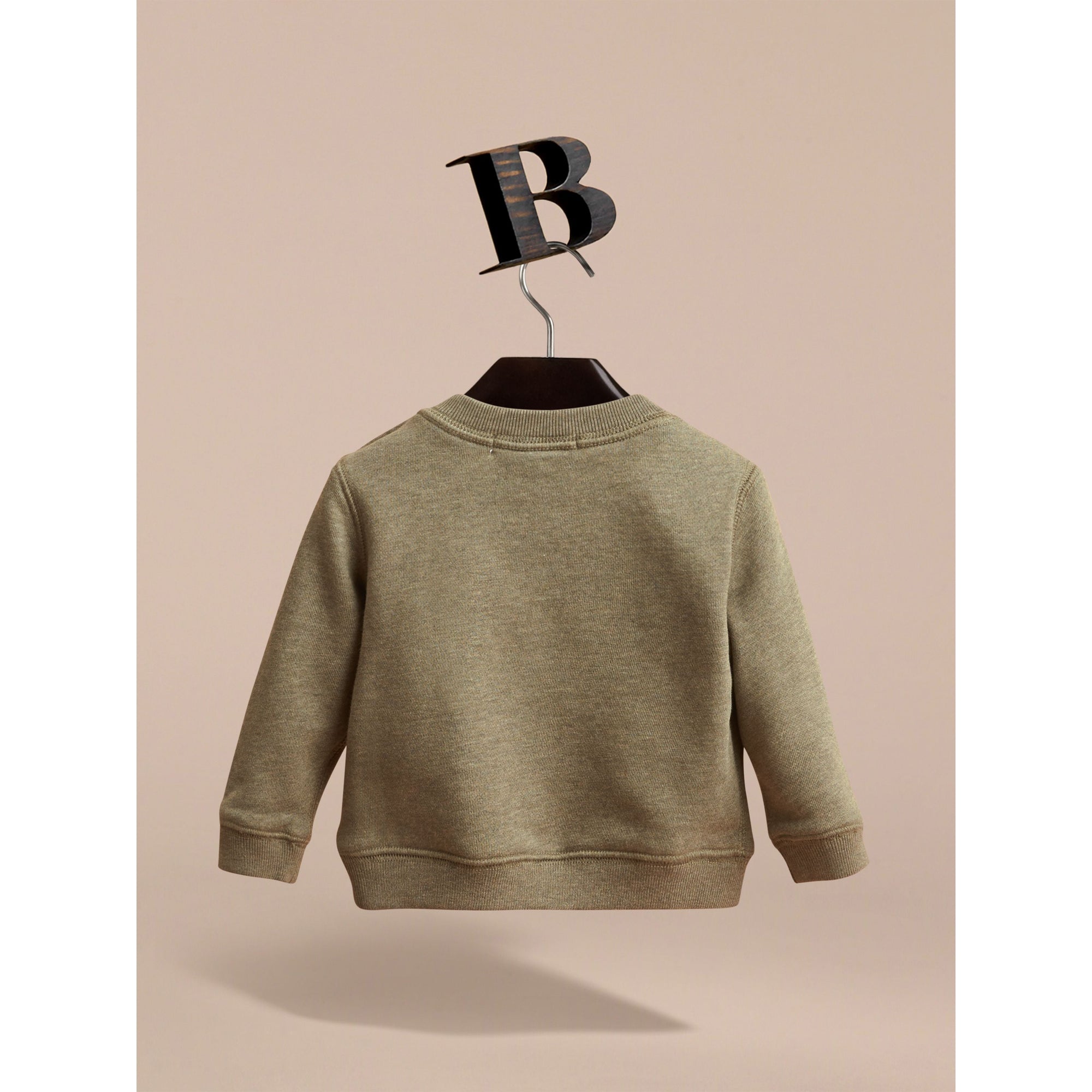 KHAKI GREEN MELANGE Sweat-shirt en jersey de coton brodé