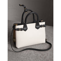 NATURAL/BLACK Petit sac The Banner en cuir et coton House check