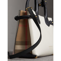 NATURAL/BLACK Petit sac The Banner en cuir et coton House check