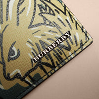 SAGE GREEN Porte-cartes en cuir à imprimé Bestiaire